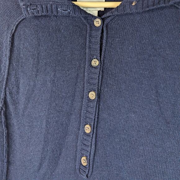 Soft Surroundings Navy Blue Henley Sweater Knit Pullover Angora Cashmere Blend L - Picture 3 of 6